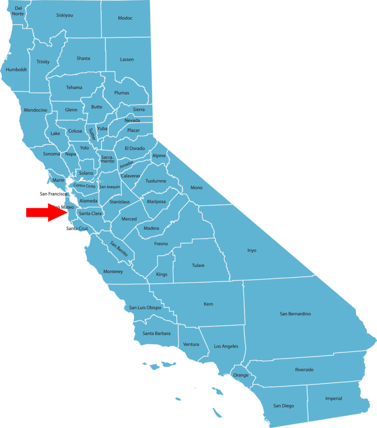 San Mateo County California map
