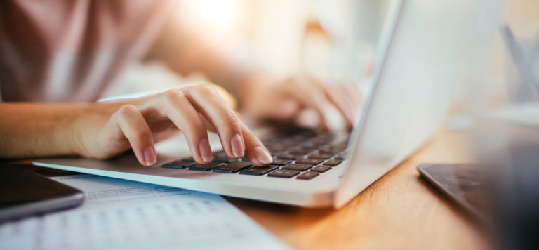 computer woman hands