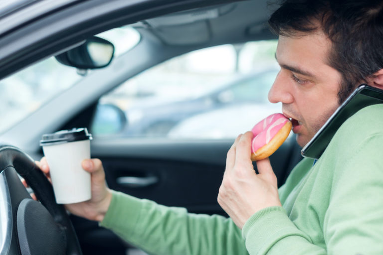 eating drinking driving talking on phone