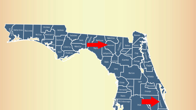 Florida Brevard Suwannee County map