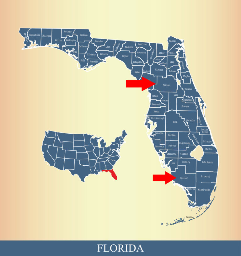 Collier and Marion County Florida map