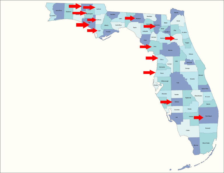 Florida EEE Aug. 5 2019 EEE County Map