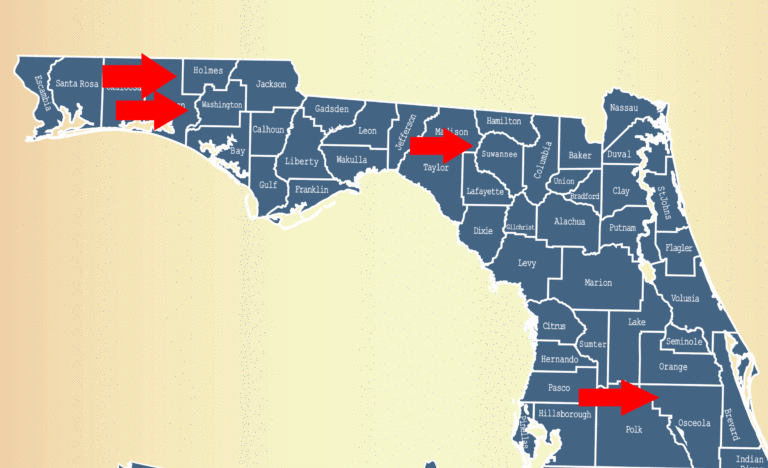 Florida-Holmes-Osceola-Washington-Suwannee-county-map-iStock-518229536-2400