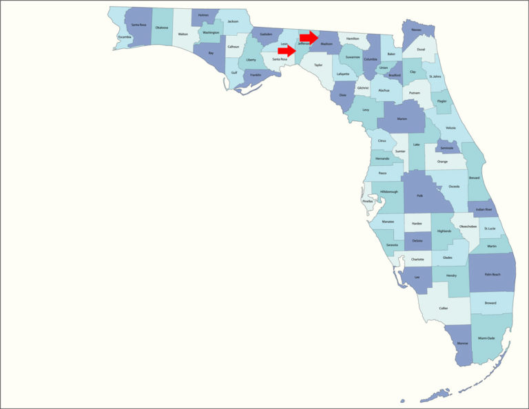 Jefferson and Madison Counties Florida map