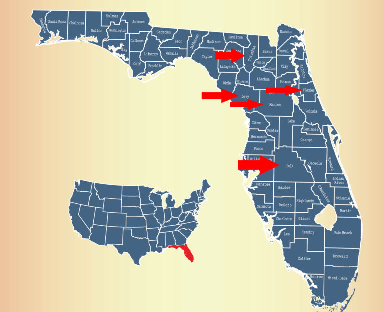 Florida-Levy-Marion-Polk-Flagler-Columbia-county-map-iStock-2400