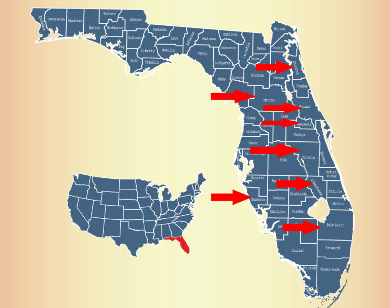 Florida counties map strangles