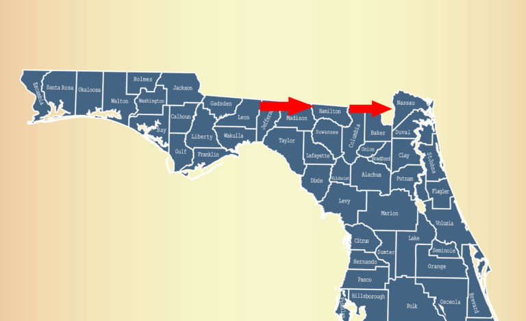 Florida Nassau and Hamilton Counties map