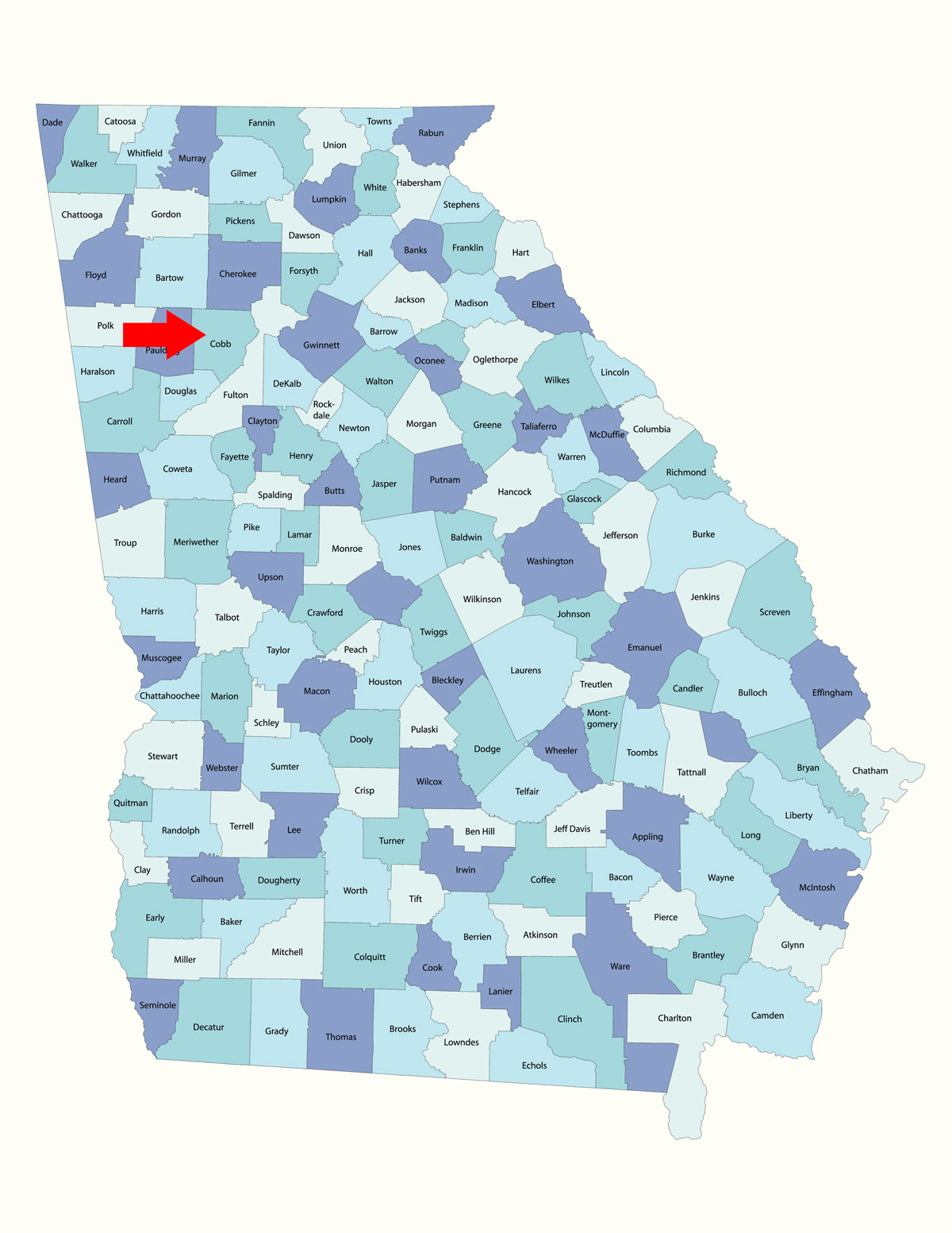 Cobb County Georgia map