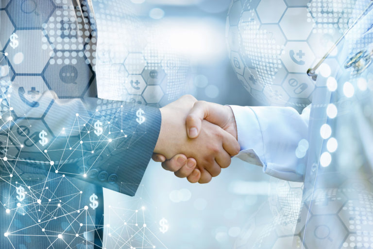 handshake business vet overlay science and money