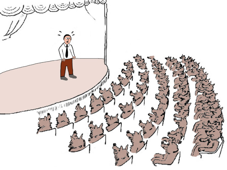 illustration public speaking wolves
