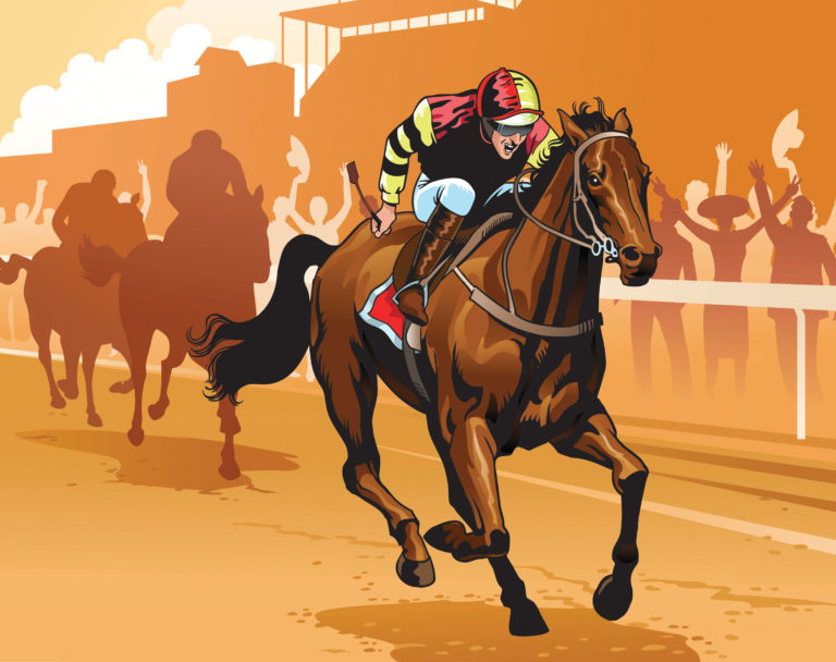 illus Thoroughbred race finish