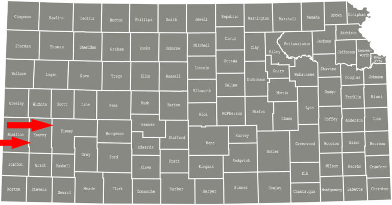Kansas Finney Kearny Counties map