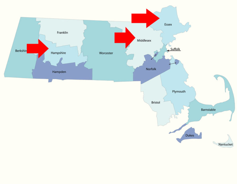 Essex, Hampshire, Middlesex Counties Massachusetts