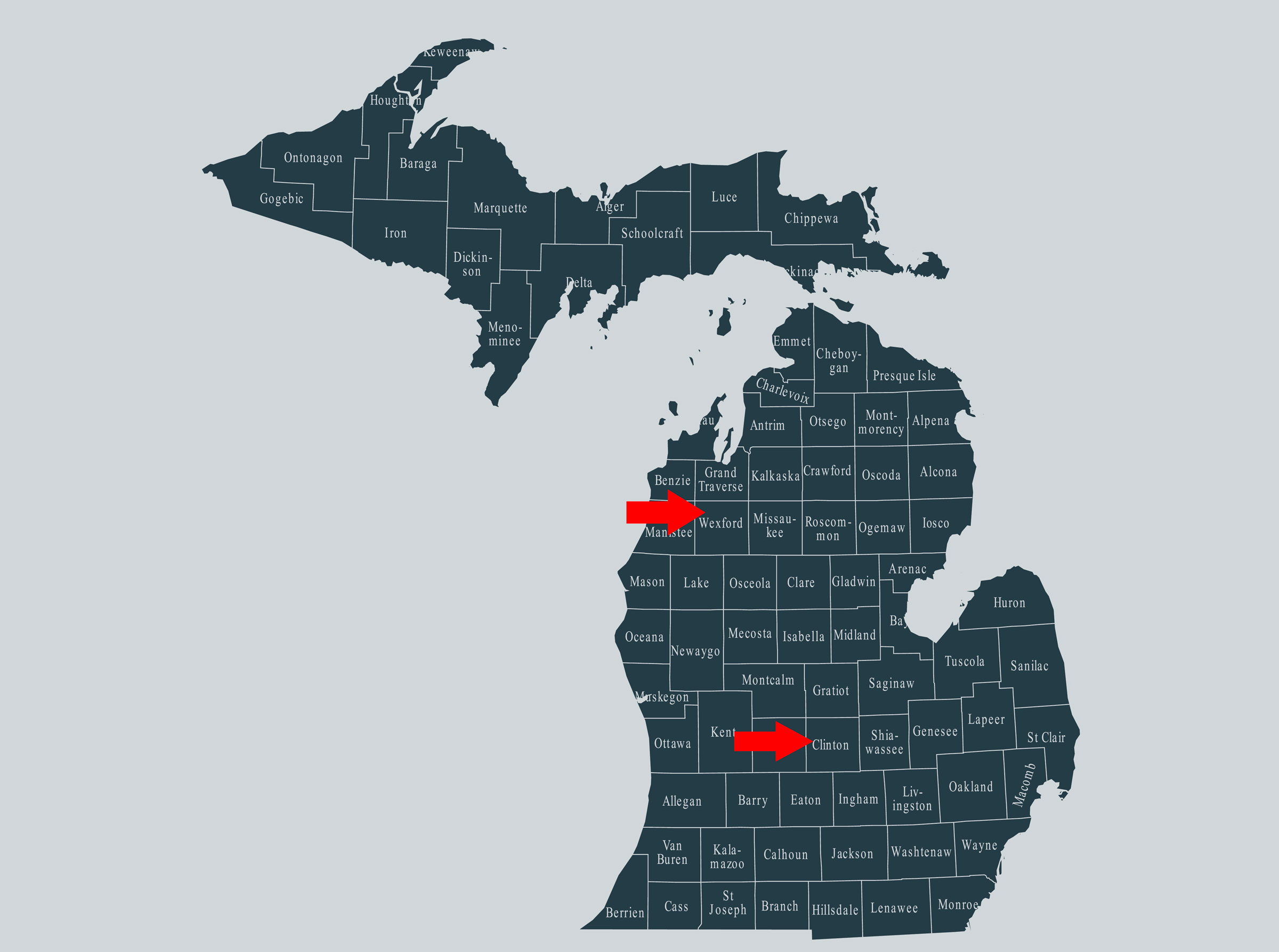 Michigan Clinton Wexford Counties