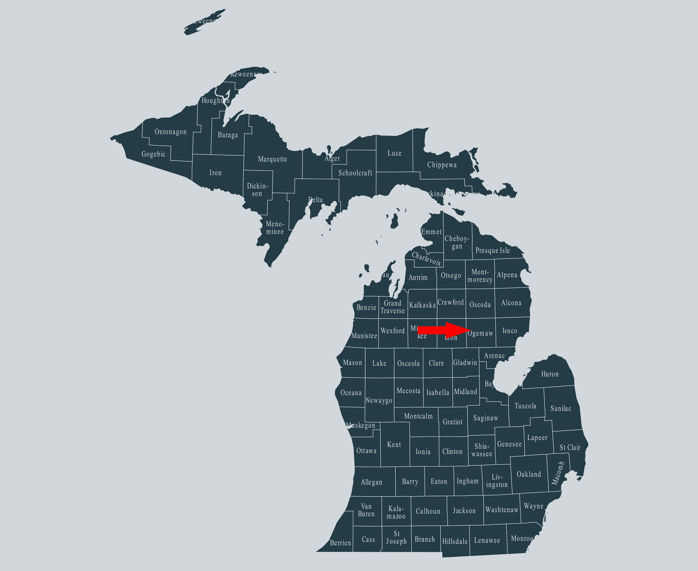 Ogemaw County Michigan map