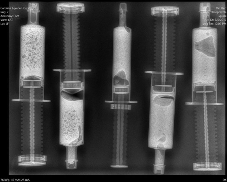 Radiographs of compounded omeprezole tubes