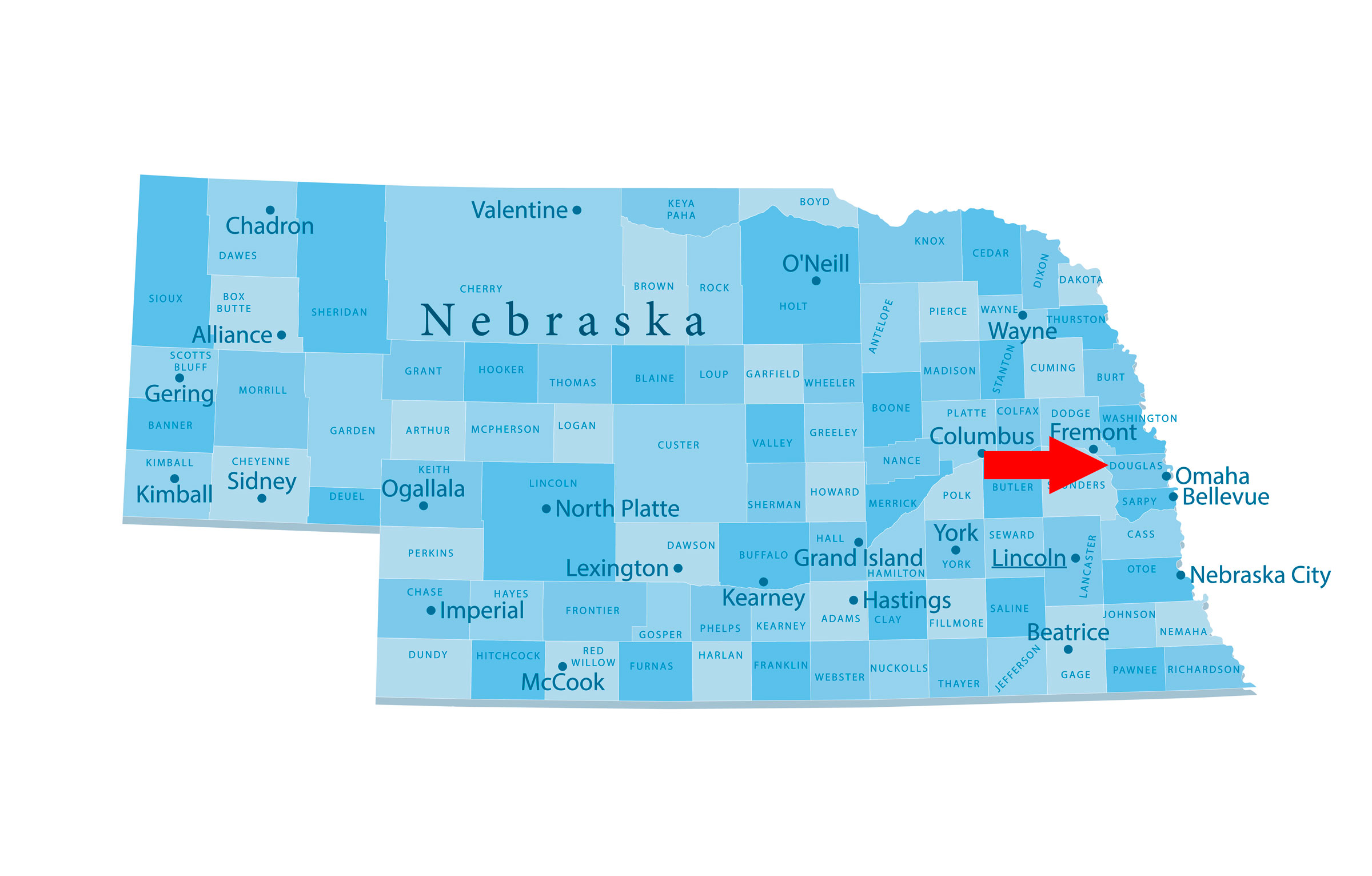 Nebraska Douglas County map