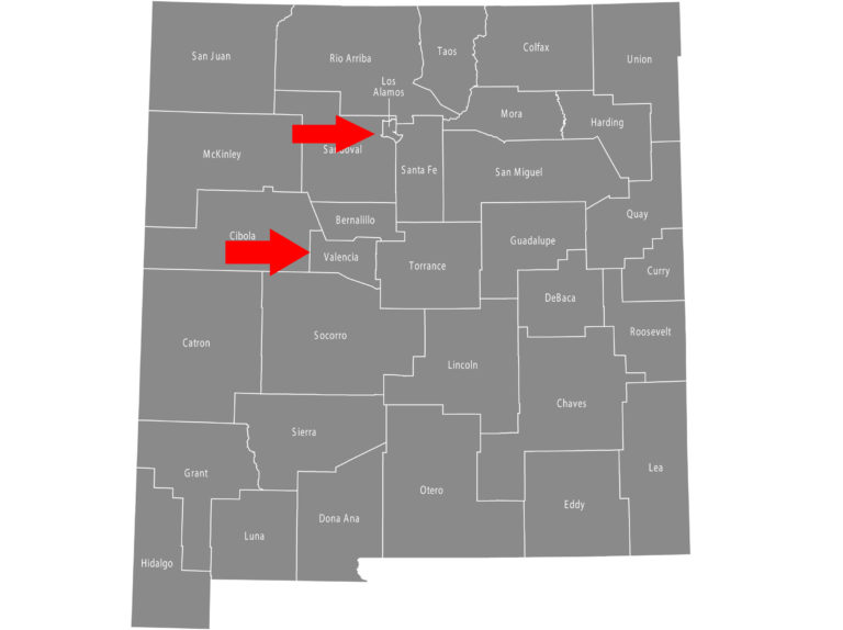 New Mexico Los Alamos and Valencia Counties map
