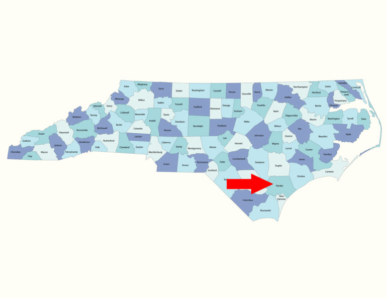 Pender County North Carolina map