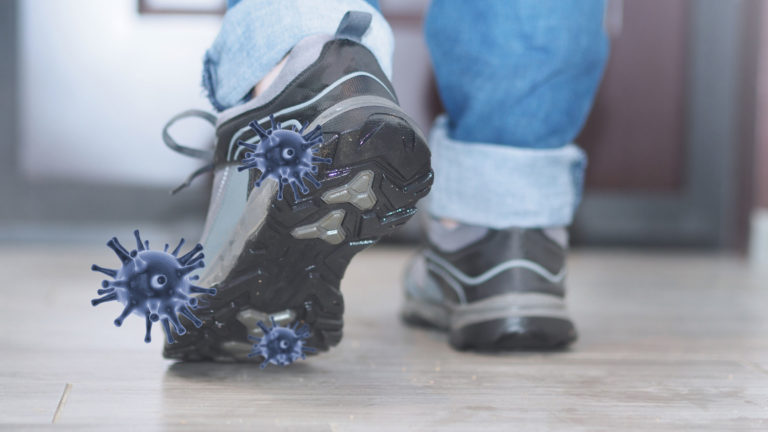 shoe bacteria illustration on shoes