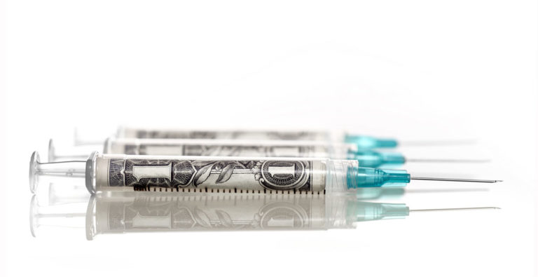 syringe money dollars
