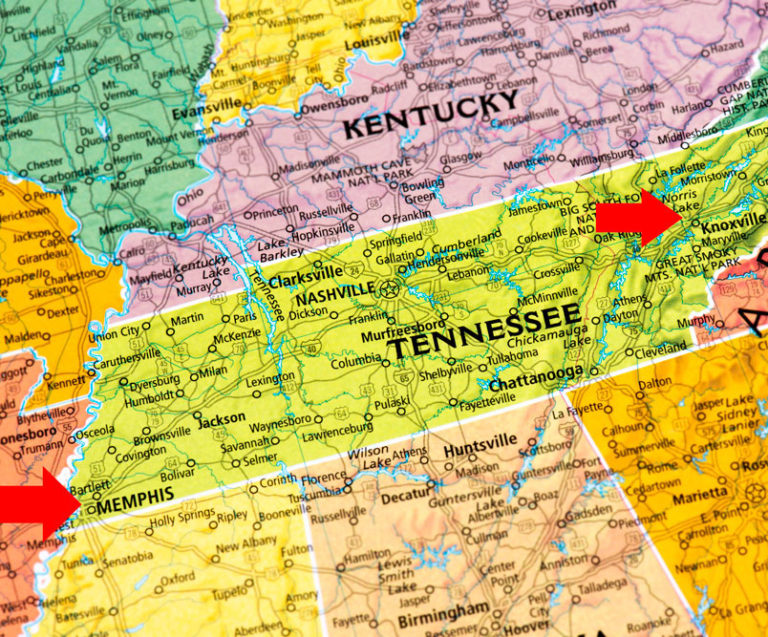 Tennessee Knox and Shelby Counties mapV