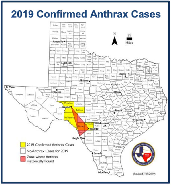 Texas anthrax map 7-29-19