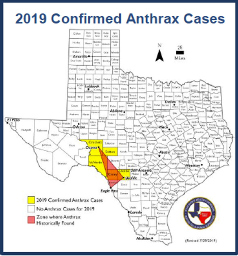 Texas anthrax map 8-13-19