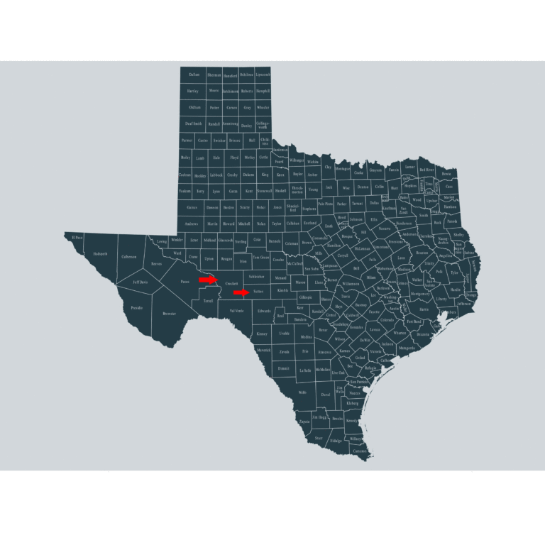 Texas Crockett and Sutton Counties map
