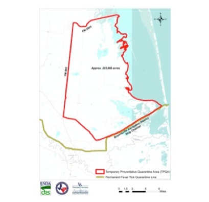 Tx Tick Fever Quarantine Map 10-3-14
