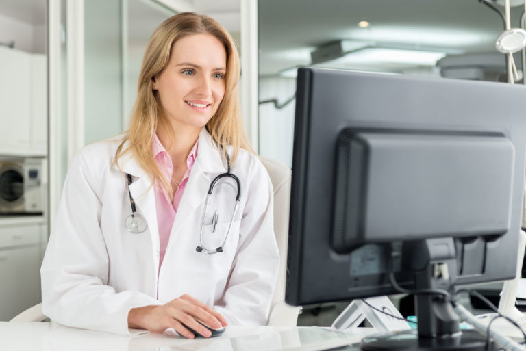 vet woman computer