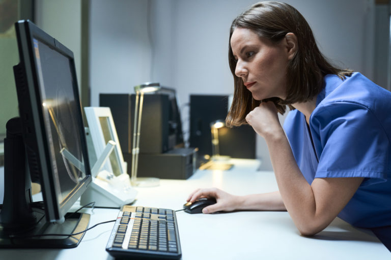 vet woman computer office