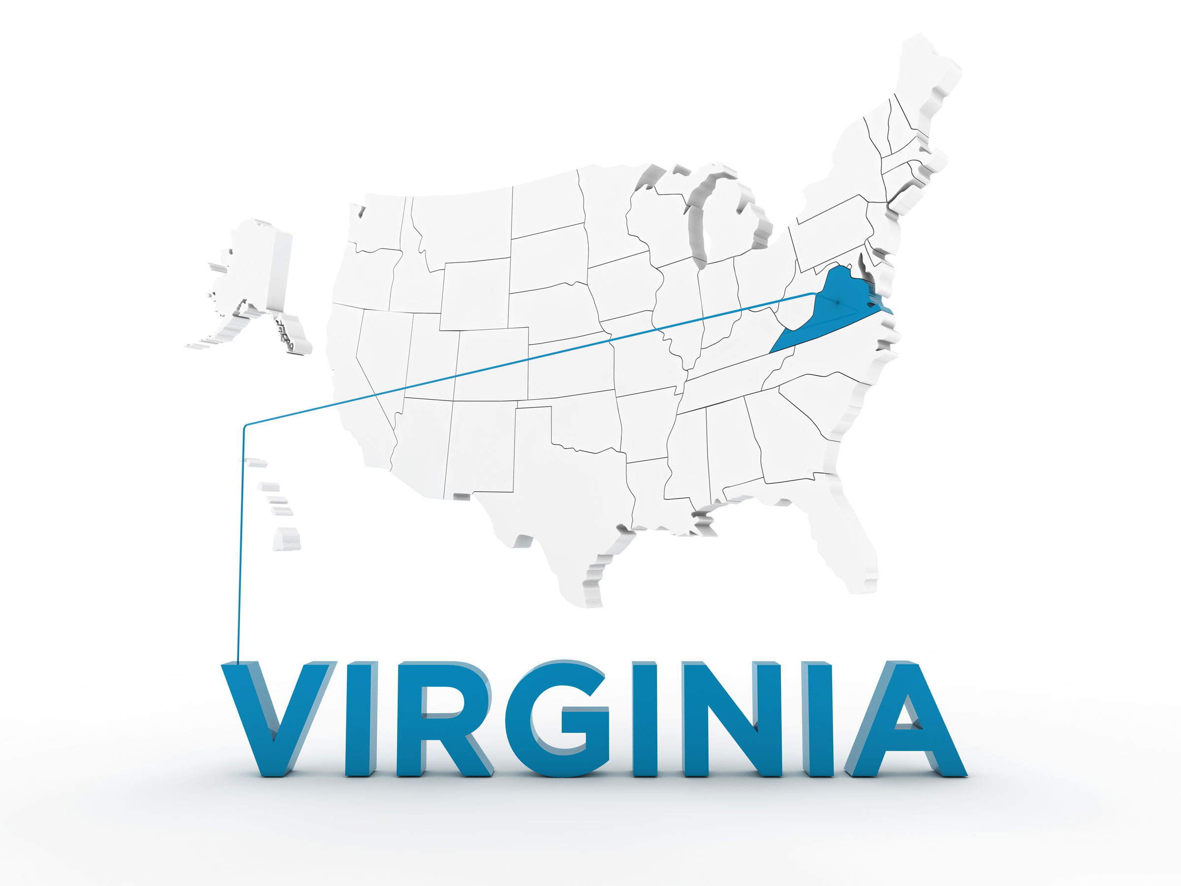 Virginia in US map
