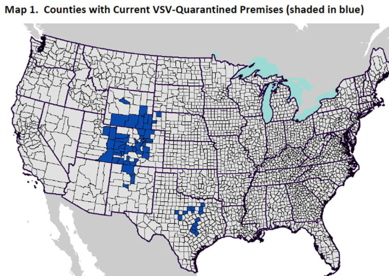 VSV quarantined counties 8-29-19