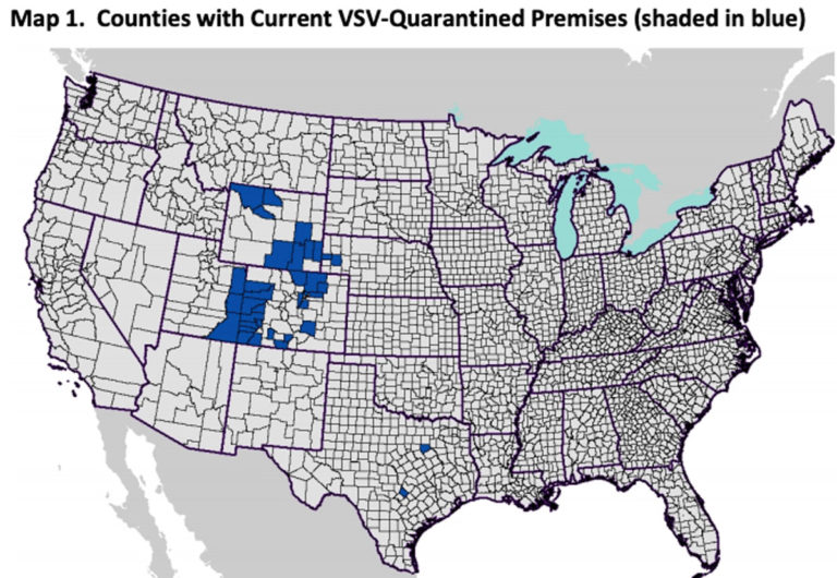 VSV positive counties 9-12-19