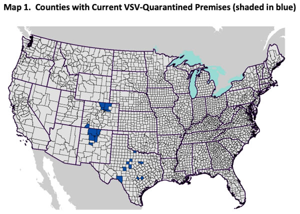 VSV quarantine map 7-18-19