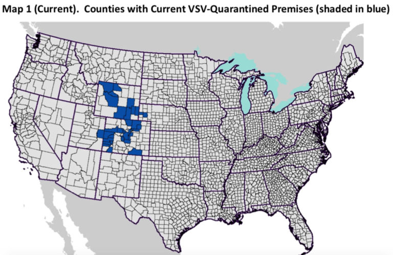 VSV quarantine map 9-26-19