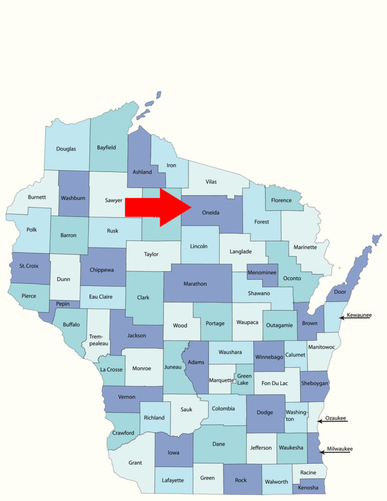 Oneida County Wisconsin map