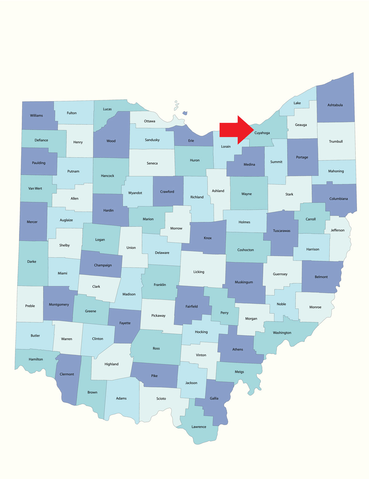 Cuyahoga County Ohio map