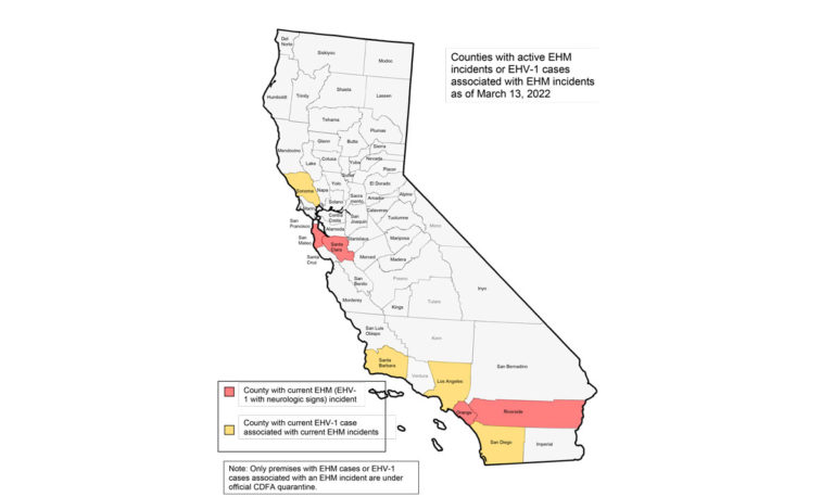 Current California 2022 EHM map  through 3-13-22