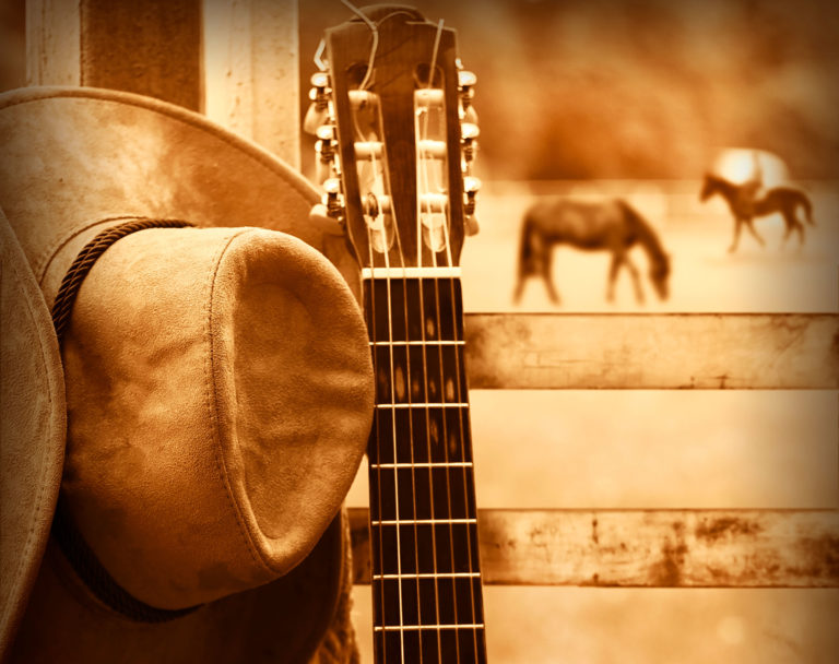 sepia cowboy hat horse background