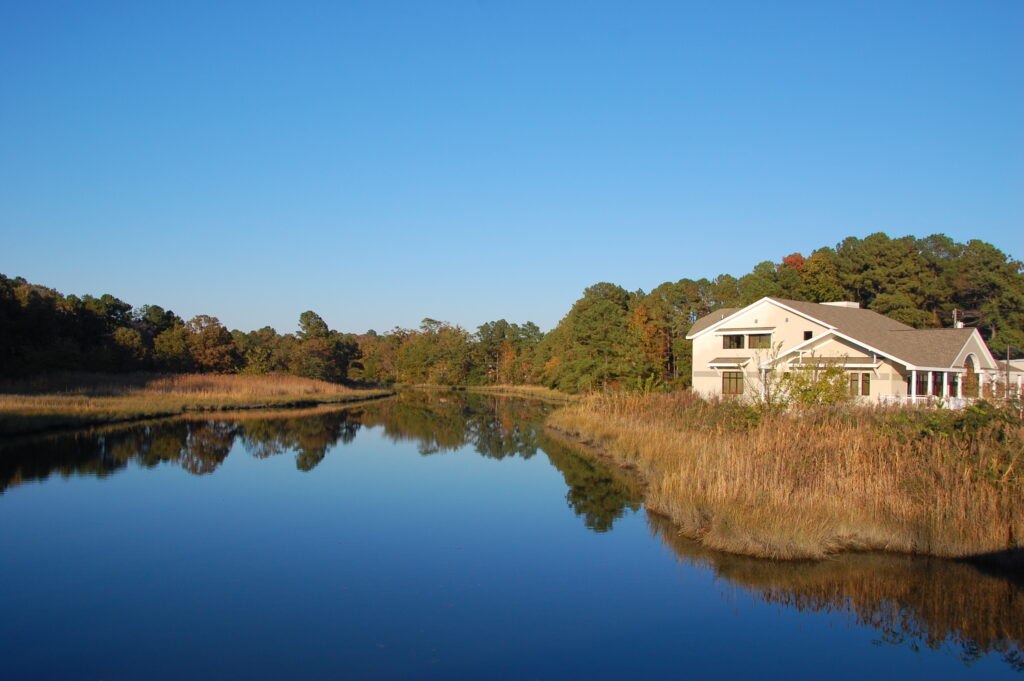 Vet hospital next to a lake