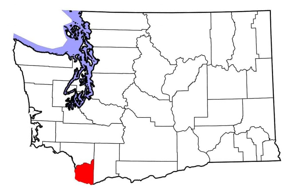 Map of Clark County, Washington, where there is a case of Potomac horse fever.