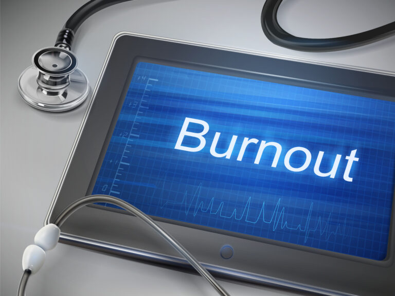 burnout word display on tablet
