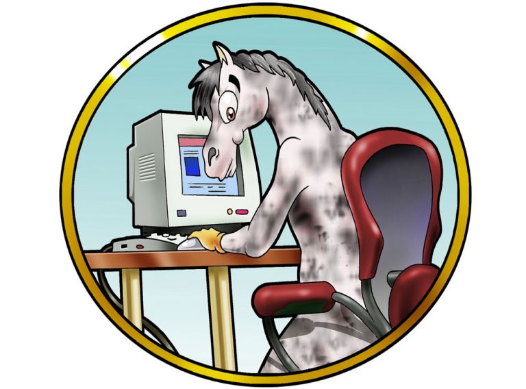 illustration horse on computer