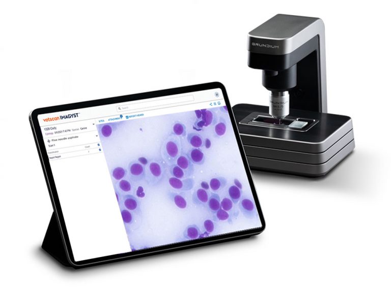 VetScan with iPad displaying cytology