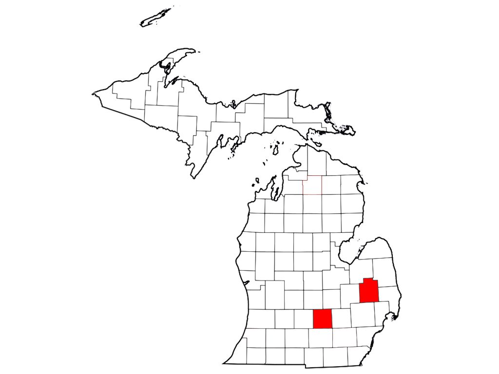 Two horses in Lapeer County, Michigan, are positive for strangles, and one horse in Ingham County is also positive.