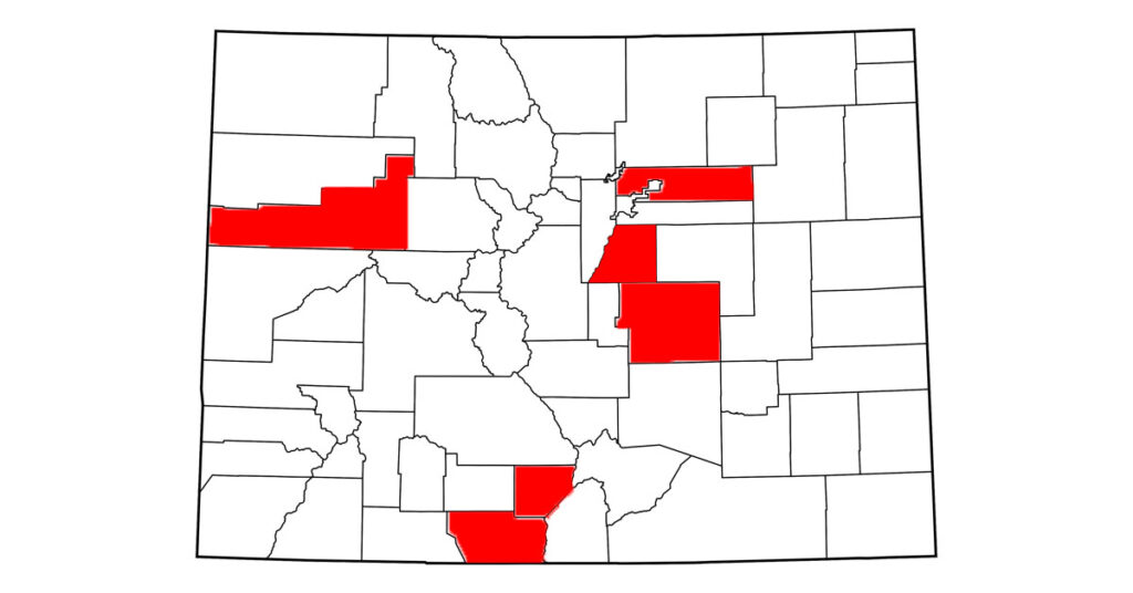 West Nile virus (WNV) is confirmed in Douglas, Adams, Garfield, Conejos, El Paso and Alamosa counties, Colorado.