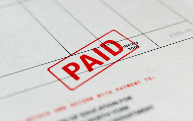 Paid Invoice With Selective Focus