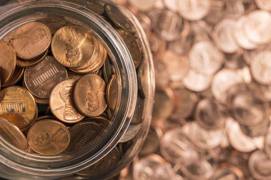 Pennies representing the 100 Penny Exercise